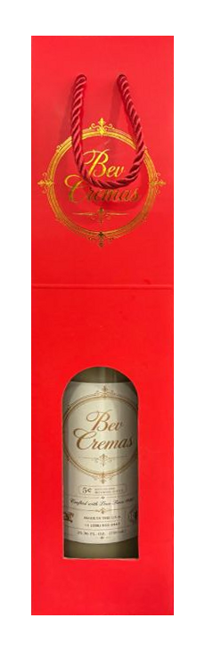 Real Bev Cremas bottle in rouge presentation